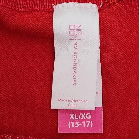 No Boundaries Red Silver Cowl Neck With Zippers Sweater Dress XL 15 17 Juniors - Picture 5 of 6